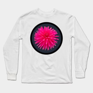 Pink Cactus Dahlia Flower Circle Frame Long Sleeve T-Shirt